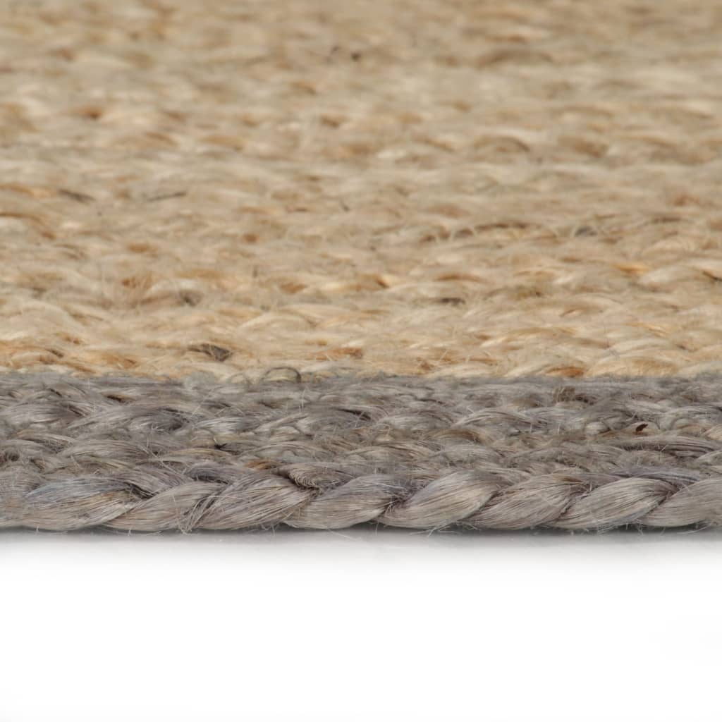 Handmade Jute Rug with Grey Border - 90cm - O909x-Rugs--